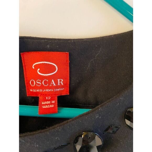Oscar de la renta black dress size 12 stones - Picture 2 of 7